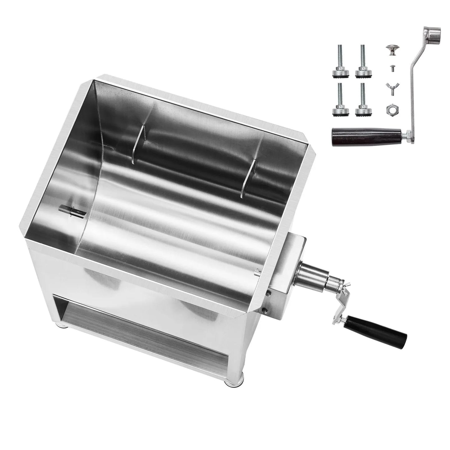 Manual Meat Mixer, 30L Fixed Tank Meat Processing Equipment(Mixing Max 30LBS for Meat), Stainless Steel Meat Mixer, Sausage Mixer Machine with Lid Handle Gear Reducer, Ground Beef Hand Mixer