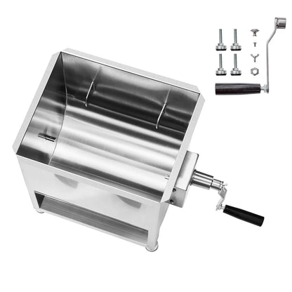 Manual Meat Mixer, 30L Fixed Tank Meat Processing Equipment(Mixing Max 30LBS for Meat), Stainless Steel Meat Mixer, Sausage Mixer Machine with Lid Handle Gear Reducer, Ground Beef Hand Mixer