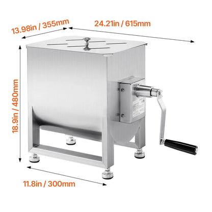 Manual Meat Mixer, 30L Fixed Tank Meat Processing Equipment(Mixing Max 30LBS for Meat), Stainless Steel Meat Mixer, Sausage Mixer Machine with Lid Handle Gear Reducer, Ground Beef Hand Mixer - Image 8