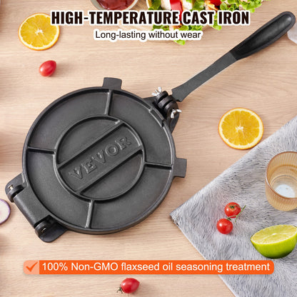 Tortilla Press, 8 Inch Tortilla and Roti Maker, Cast Iron Heavy Duty Tortilladora Press, Pre-Seasoned Pataconera Maker with 100 Pcs Parchment Paper, Dough Maker for Flour Tortilla, Tawa, Silver - Image 3