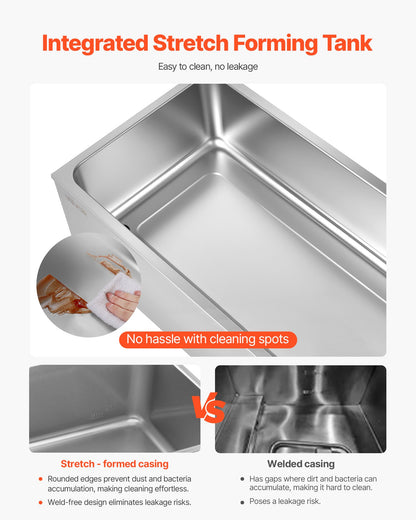 Commercial Food Warmer, 6-Pan Electric Steam Table, 1200W Professional Countertop Stainless Steel Buffet Bain Marie with 30-85°C Temp Control for Catering, Buffet, Parties, Restaurants - Image 5