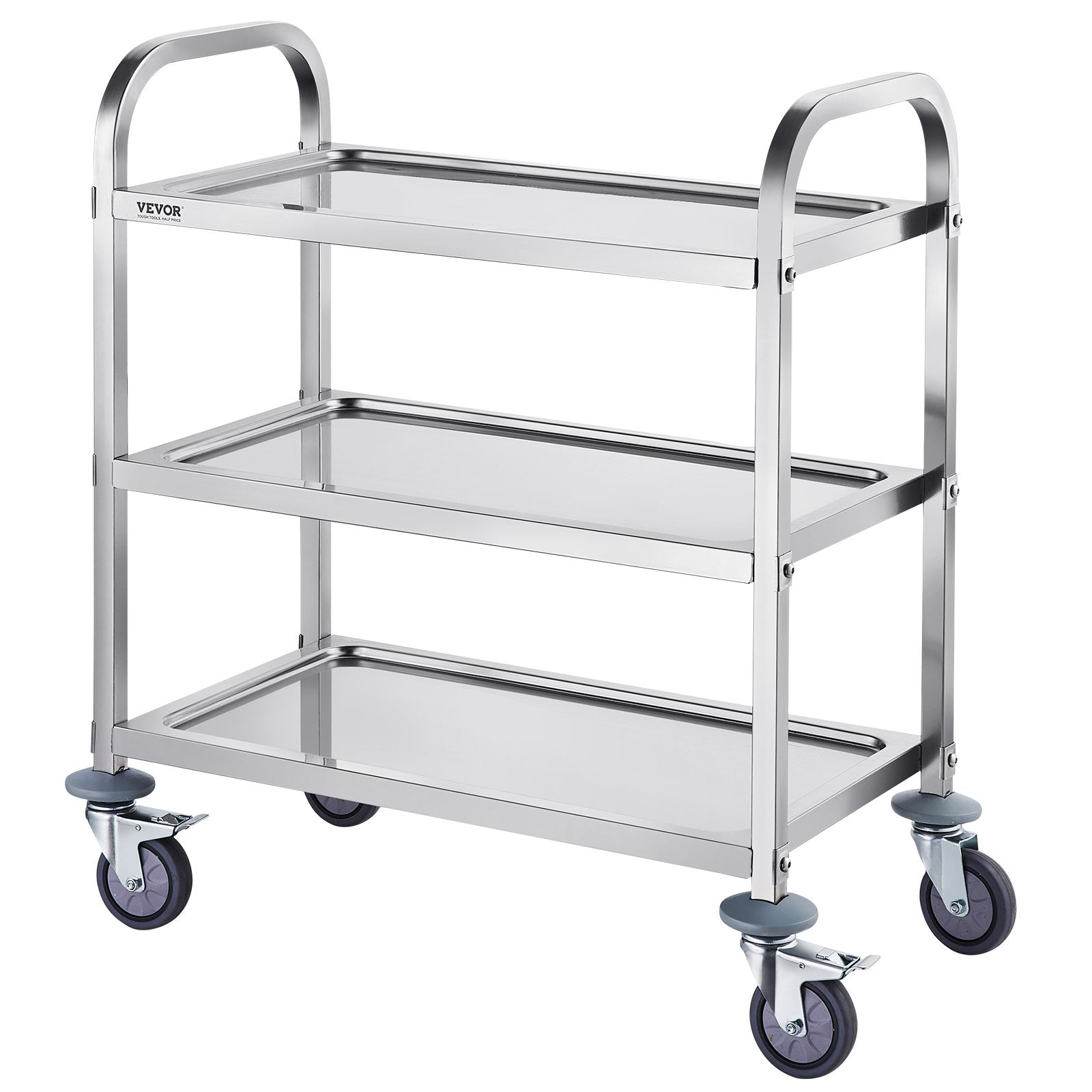 VEVOR Stainless Steel Cart, 3 Layers Lab Utility Cart 181 kg Weight Capacity, Medical Cart with Lockable Universal Wheels, for Lab, Clinic, Kitchen, Salon - Image 9