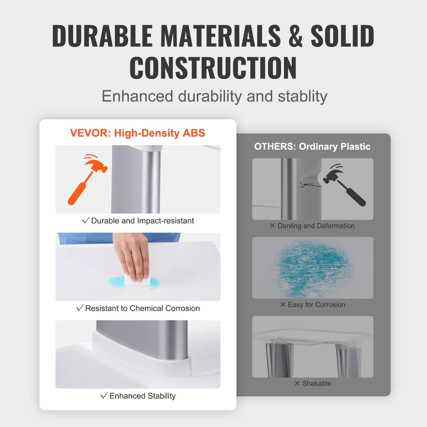 2 Tiers Lab Carts Mobile Medical Cart with 1 Drawer & 1 Top Tray White - Image 3