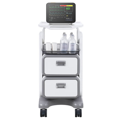 3 Tiers Lab Carts, Lab Utility Cart with 2 Drawers & 1 Top Tray, Mobile Medical Cart with ABS Material, Lab Rolling Cart with 4 Silent Wheels for Lab, Clinic, Hospital, Salon, White - Image 9
