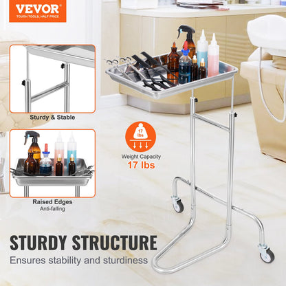 Stainless Steel Lab Cart with Single Tray & 2 Silent Wheels for Lab Clinic - Image 2