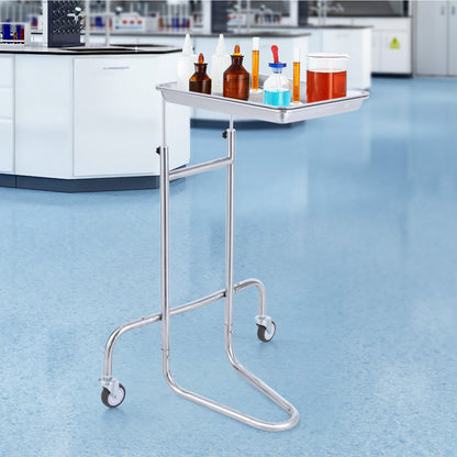 Stainless Steel Lab Cart with Single Tray & 2 Silent Wheels for Lab Clinic - Image 8