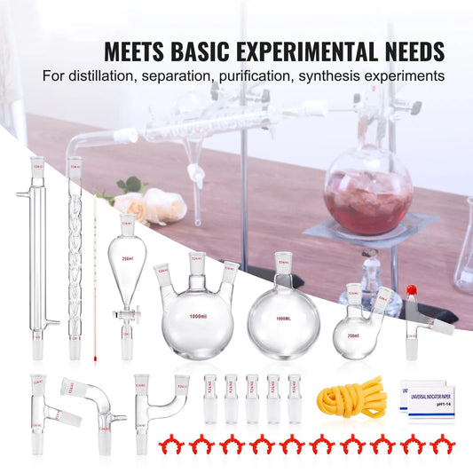 Lab Glassware Distillation Kit 1000ml 3.3 Boro 29 pcs Glassware Equipment - Image 2
