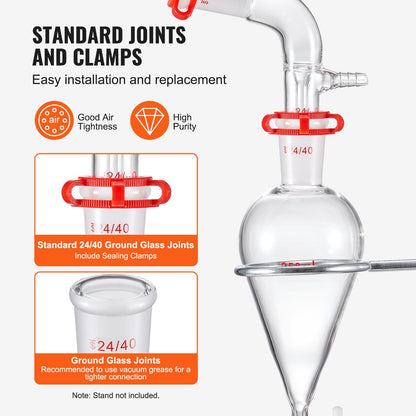 Lab Glassware Distillation Kit 1000ml 3.3 Boro 29 pcs Glassware Equipment - Image 4