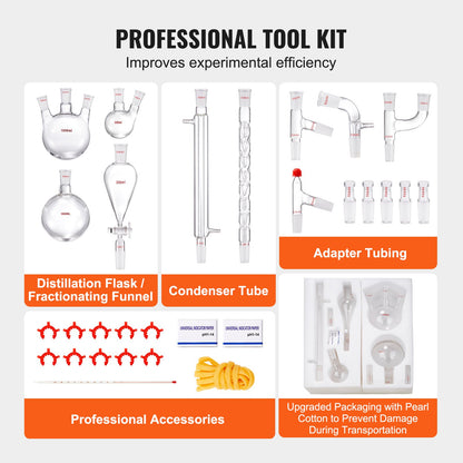 Lab Glassware Distillation Kit 1000ml 3.3 Boro 29 pcs Glassware Equipment - Image 5