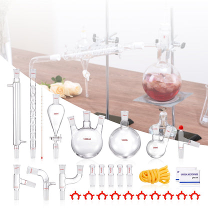 Lab Glassware Distillation Kit 1000ml 3.3 Boro 29 pcs Glassware Equipment - Image 8