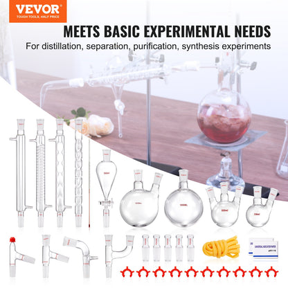 Lab Distillation Kit, 3.3 Boro Lab Glassware Distillation Kit with 24, 40 Joint, 1000ml Essential Oil Distillation Apparatus Kit, 32 pcs Set of Glassware Equipment - Image 2