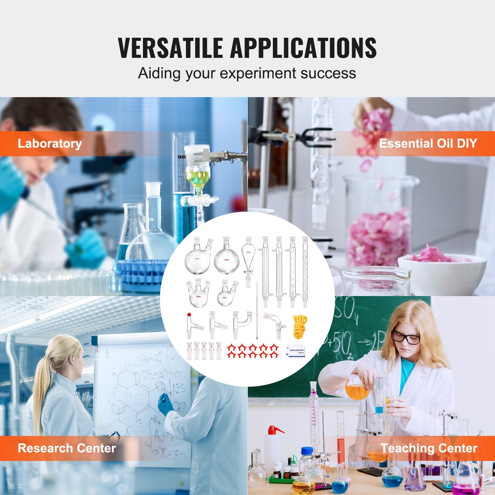 Lab Distillation Kit, 3.3 Boro Lab Glassware Distillation Kit with 24, 40 Joint, 1000ml Essential Oil Distillation Apparatus Kit, 32 pcs Set of Glassware Equipment - Image 6