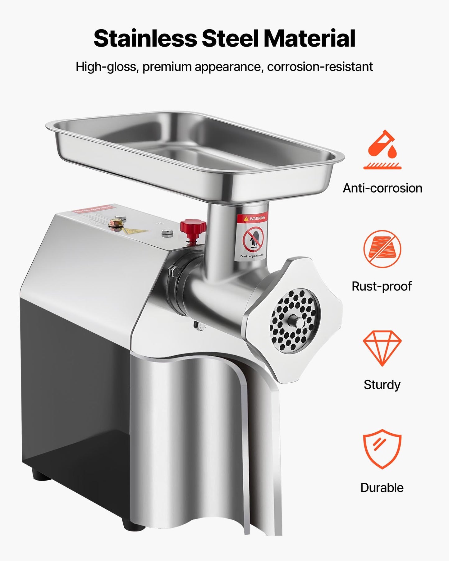 Commercial Electric Meat Grinder 9.2 Lbs/Min Sausage Stuffer Maker Kitchen - Image 5