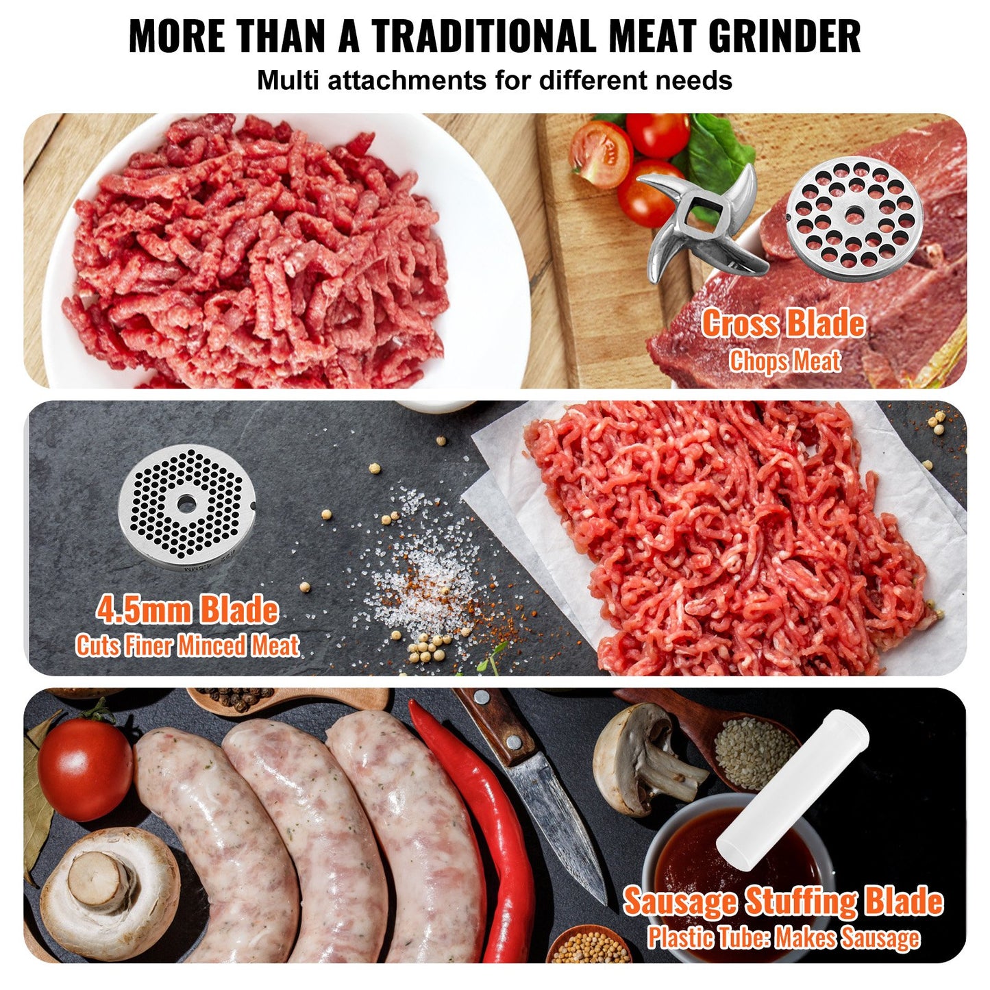 Commercial Electric Meat Grinder 21 Lbs/Min Sausage Stuffer Maker Kitchen - Image 3