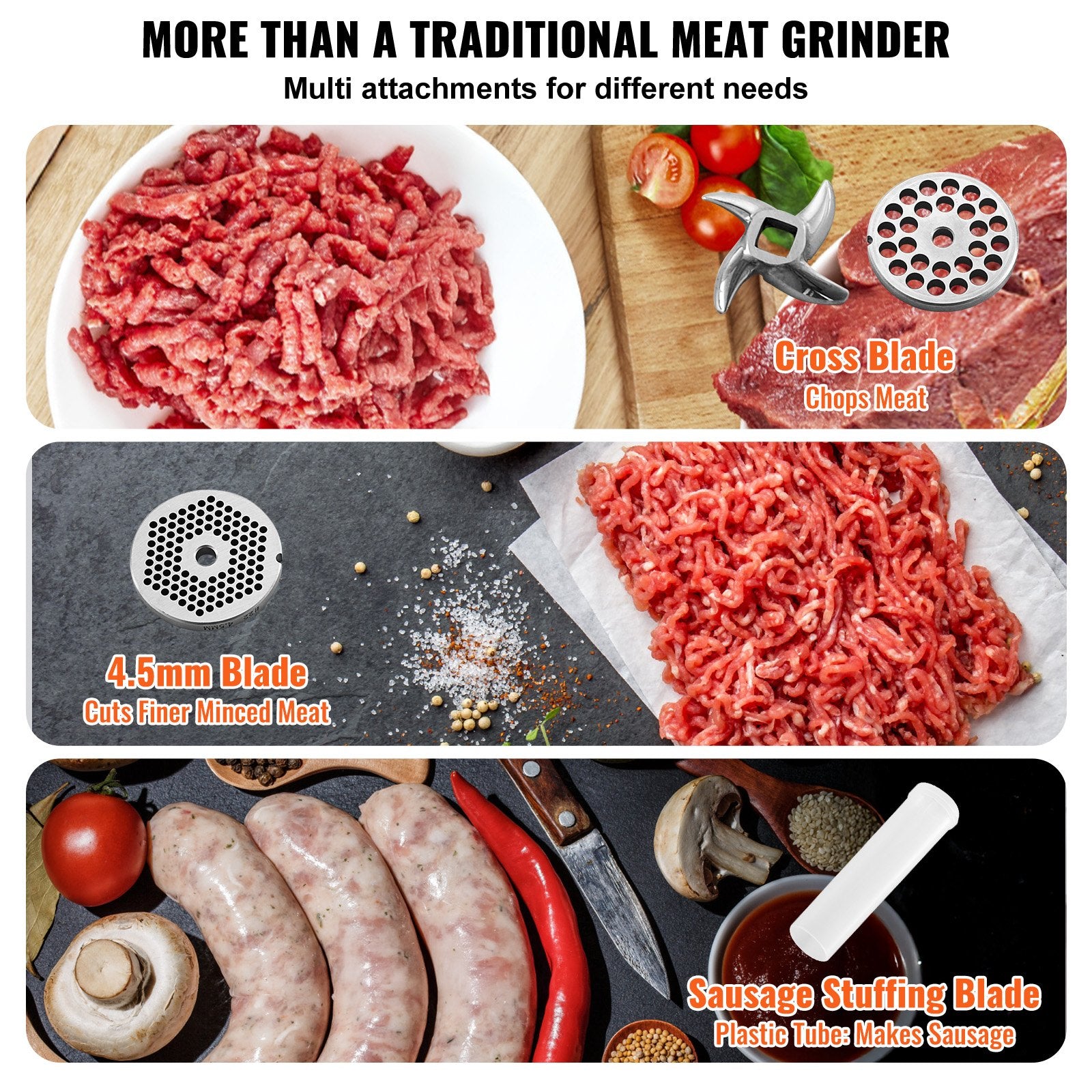 Commercial Electric Meat Grinder 21 Lbs/Min Sausage Stuffer Maker Kitchen - Image 3