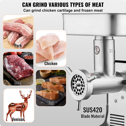 Commercial Electric Meat Grinder 21 Lbs/Min Sausage Stuffer Maker Kitchen - Image 4
