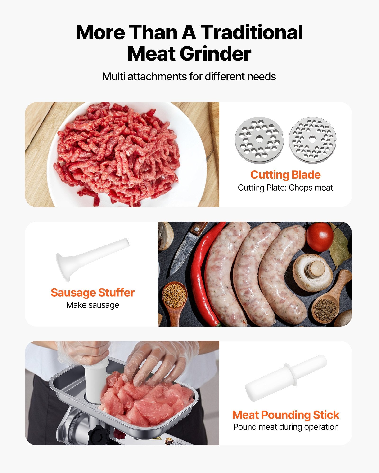Commercial Electric Meat Grinder 5.5 Lbs/Min Sausage Stuffer Maker Kitchen - Image 3