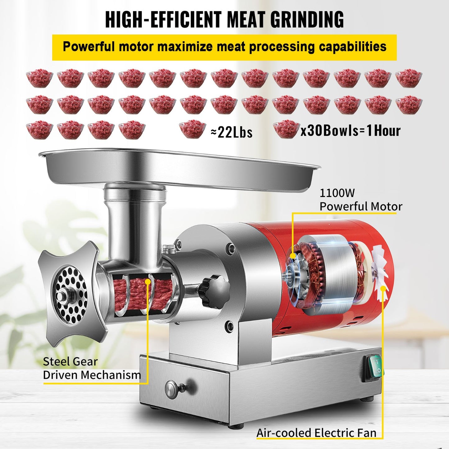 Electric Meat Grinder Machine Electric Meat Mincer 661 Lbs/Hour 1100W - Image 4