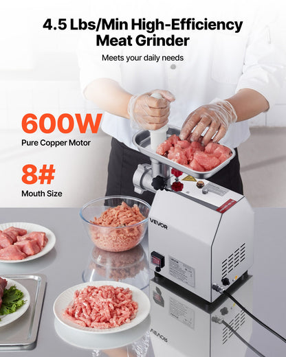Commercial Electric Meat Grinder 4.5 Lbs/Min Sausage Stuffer Maker Kitchen - Image 2