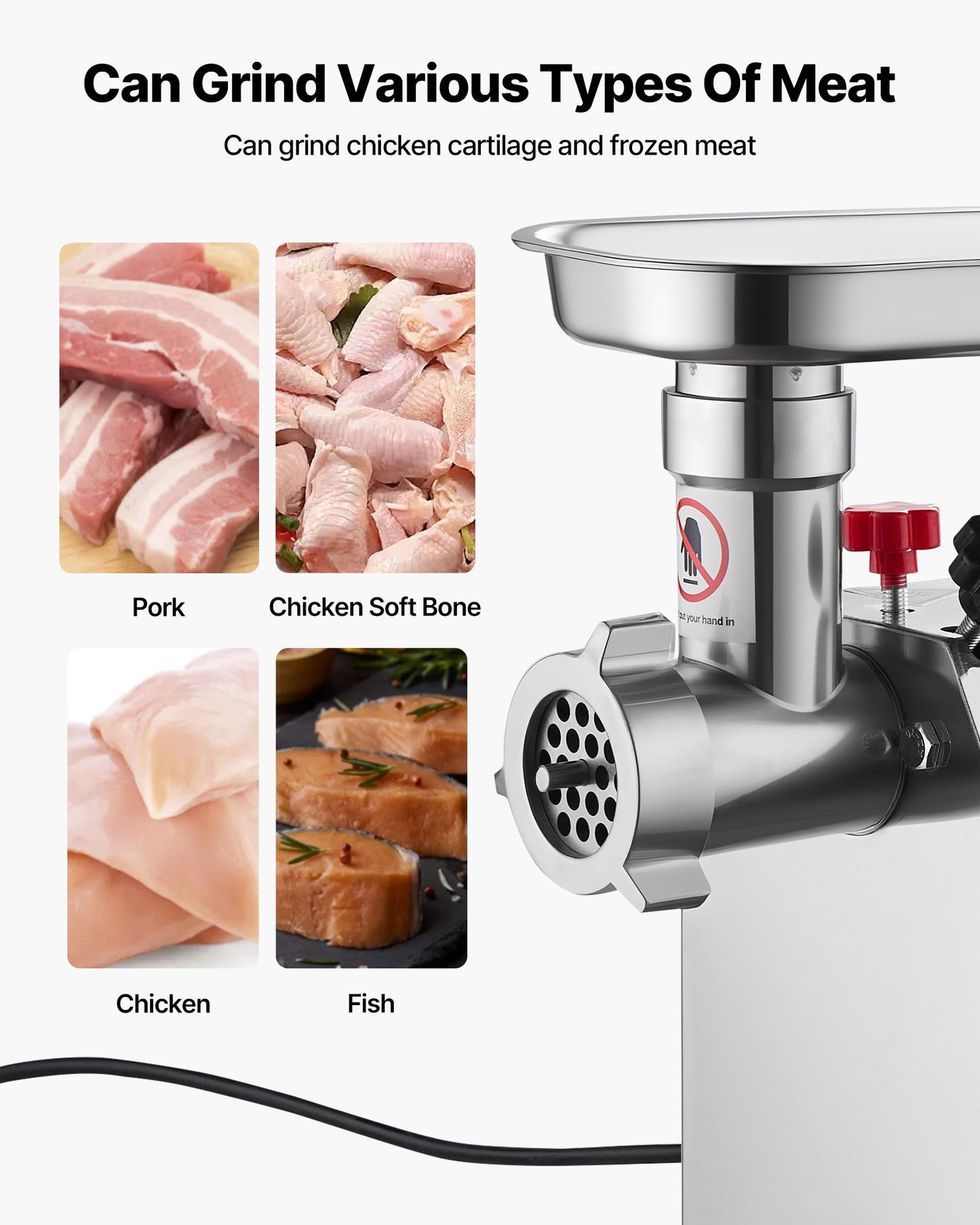 Commercial Electric Meat Grinder 4.5 Lbs/Min Sausage Stuffer Maker Kitchen - Image 4