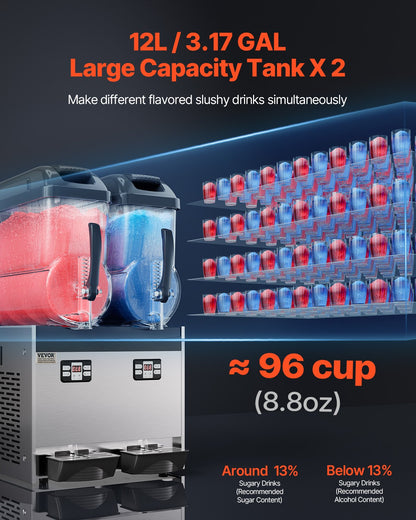 12Lx2 Tank Commercial Slushy Machine Margarita Smoothie Frozen Drink Maker - Image 2