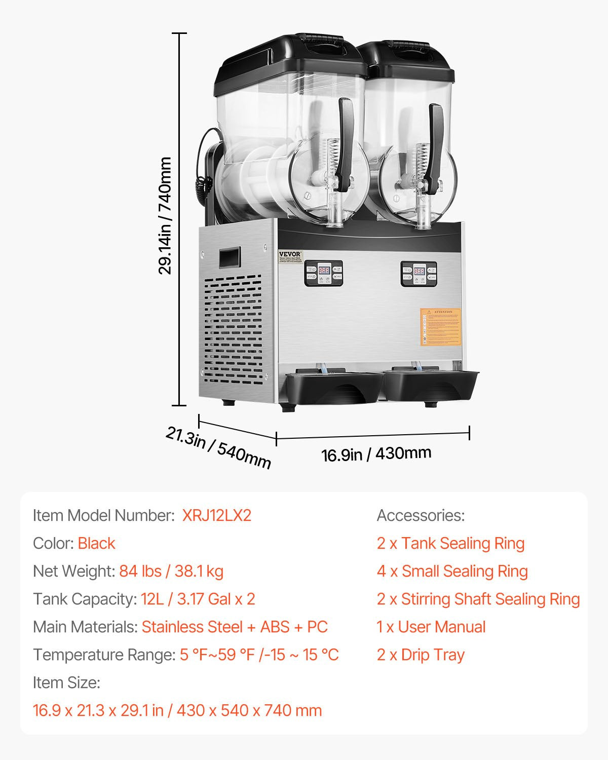 12Lx2 Tank Commercial Slushy Machine Margarita Smoothie Frozen Drink Maker - Image 7