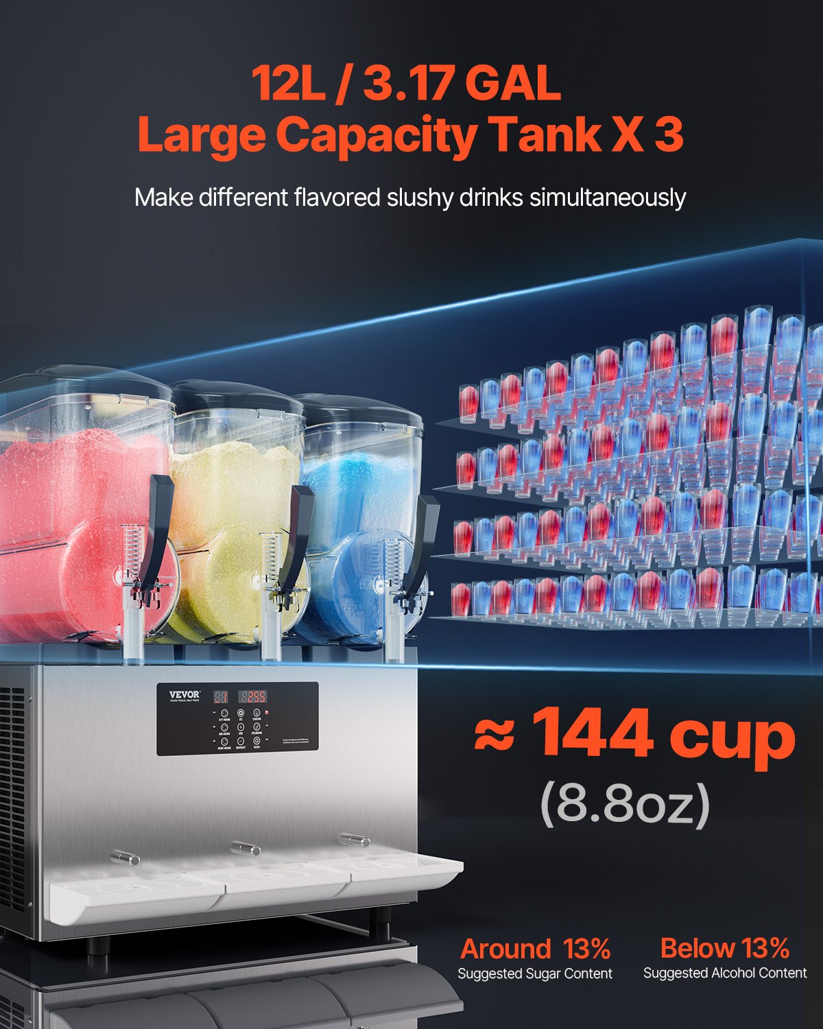 12Lx3 Tank Commercial Slushy Machine Margarita Smoothie Frozen Drink Maker - Image 2