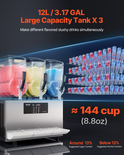 12Lx3 Tank Commercial Slushy Machine Margarita Smoothie Frozen Drink Maker - Image 2
