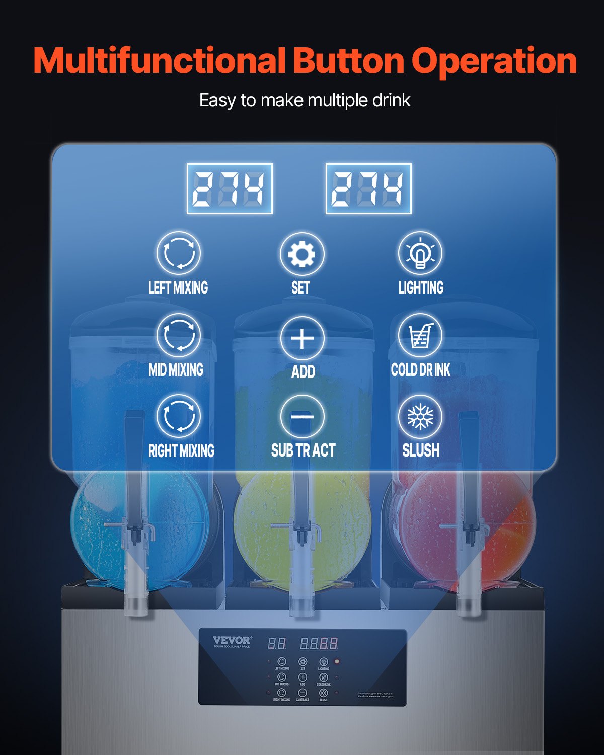 12Lx3 Tank Commercial Slushy Machine Margarita Smoothie Frozen Drink Maker - Image 4