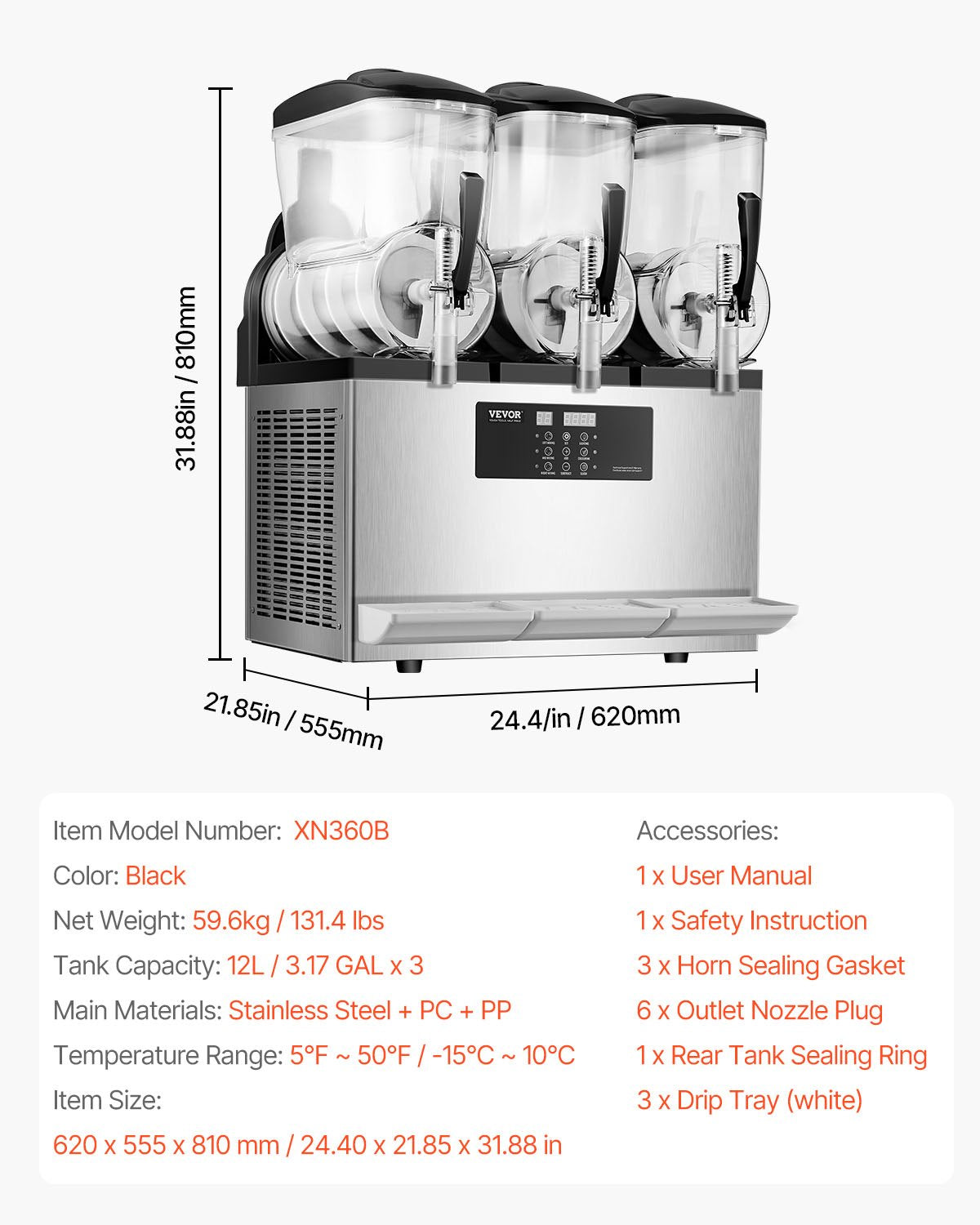 12Lx3 Tank Commercial Slushy Machine Margarita Smoothie Frozen Drink Maker - Image 7