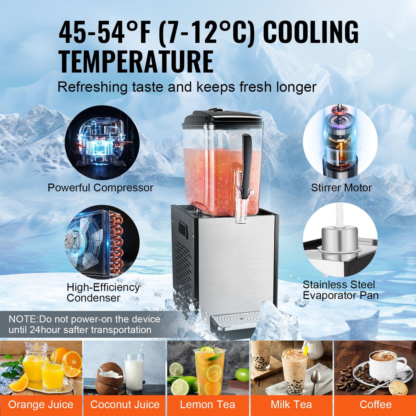 Commercial Beverage Dispenser 12L Cold Juice Ice Drink Dispenser for Party - Image 3