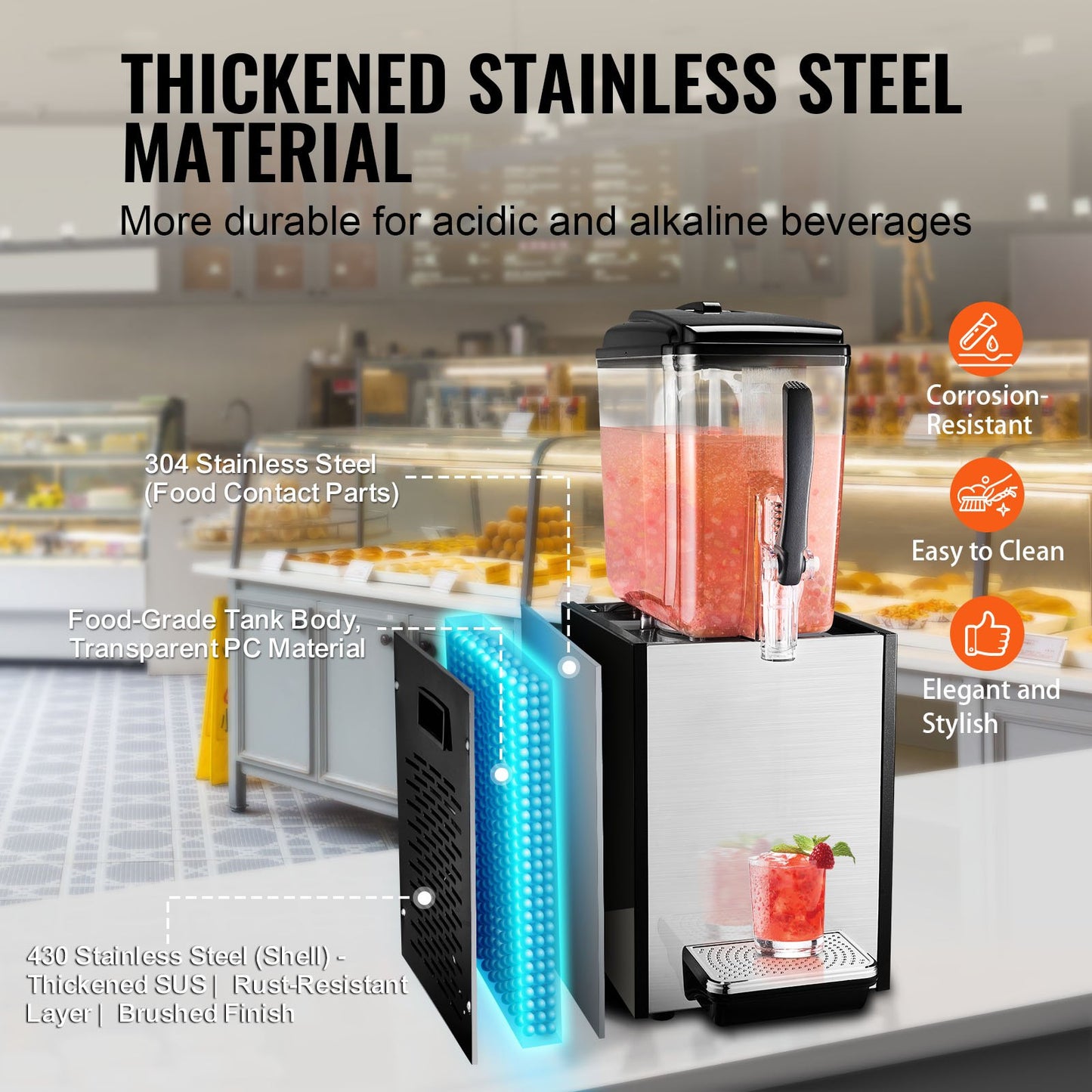 Commercial Beverage Dispenser 12L Cold Juice Ice Drink Dispenser for Party - Image 4