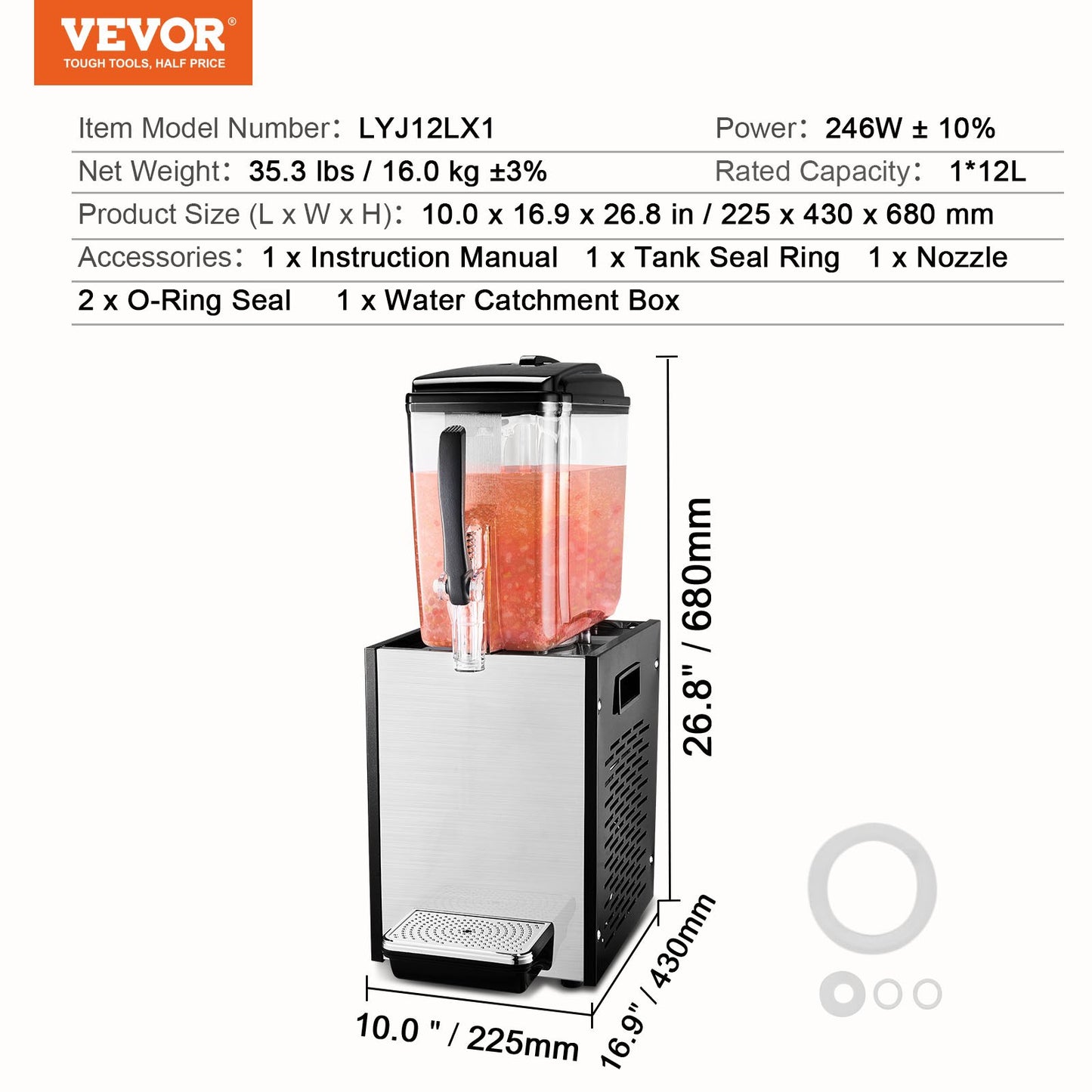 Commercial Beverage Dispenser 12L Cold Juice Ice Drink Dispenser for Party - Image 7