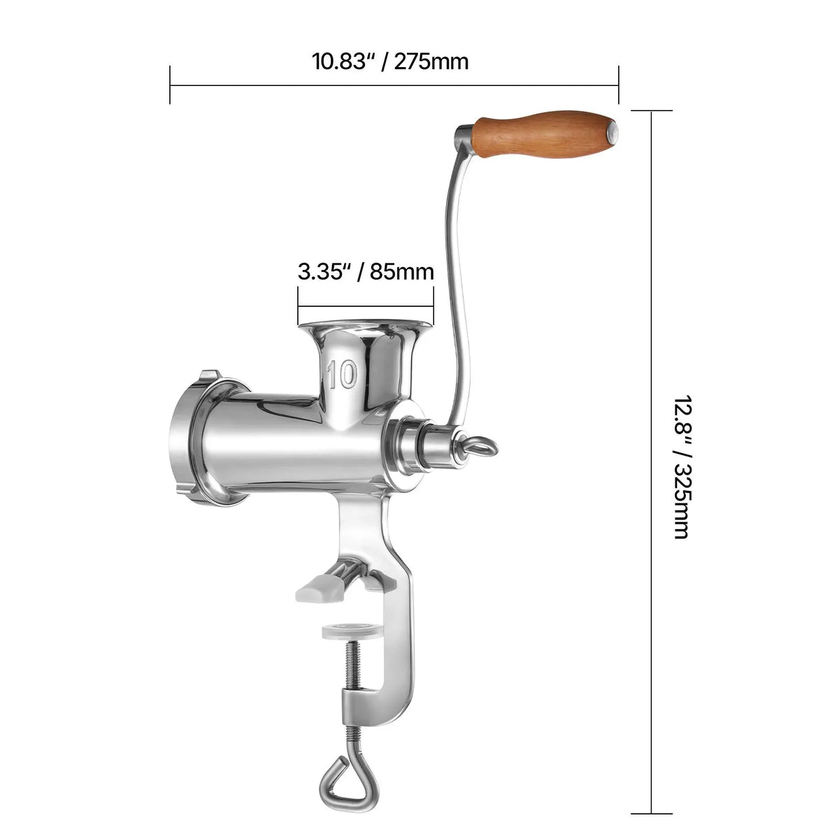 Heavy Duty Meat Grinder Manual Sausage Filler Stainless Steel with Clamp - Image 8