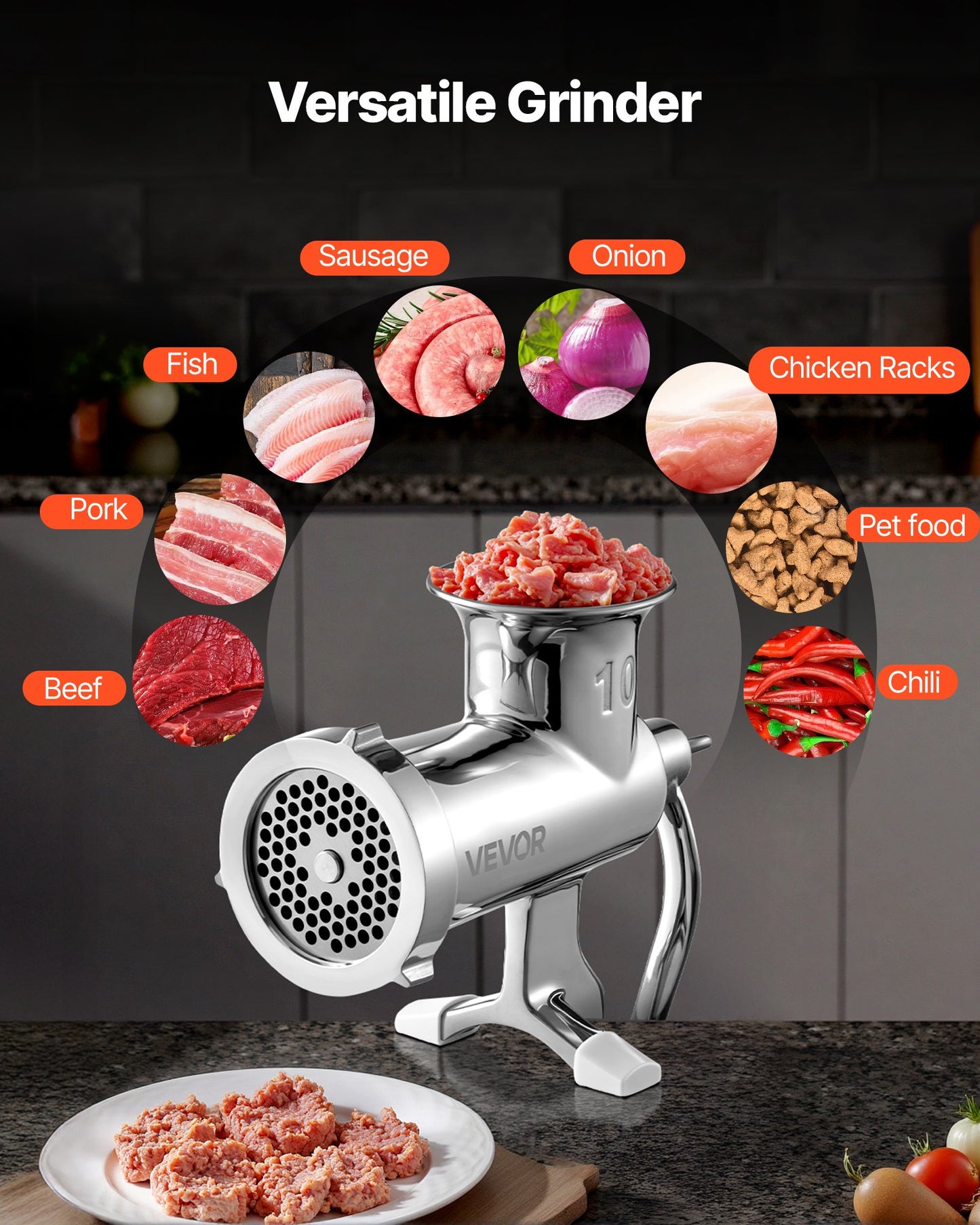 Heavy Duty Meat Grinder Manual Sausage Filler Stainless Steel with Clamp - Image 6
