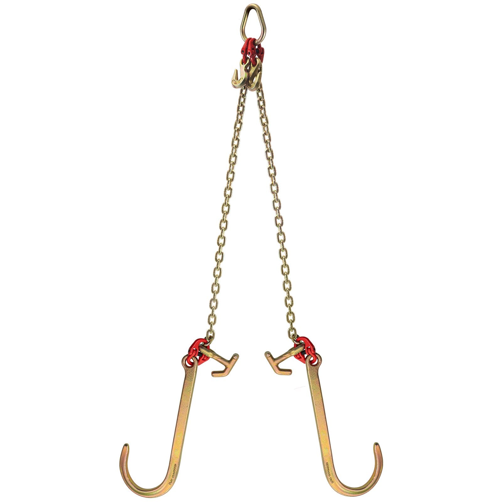 V Bridle Chain, 5/16 in x 2 ft Tow Chain Bridle, Grade 80 V-Bridle Transport Chain, 9260 Lbs Break Strength with TJ Hooks & Grab Hooks, Heavy Duty Pear Link Connector and Chain Shorteners - Image 9