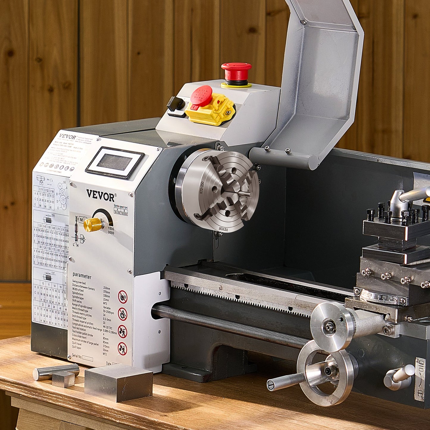 4-Jaw Lathe Chuck, 10 in (250 mm), Lathe Chuck, 0.6-9.84 in (15-250 mm) Clamping Range with T-key Fixing Screws Reversible Jaws, HT300 Cast Iron Material, Internal External for Wood Metal Lathe - Image 8