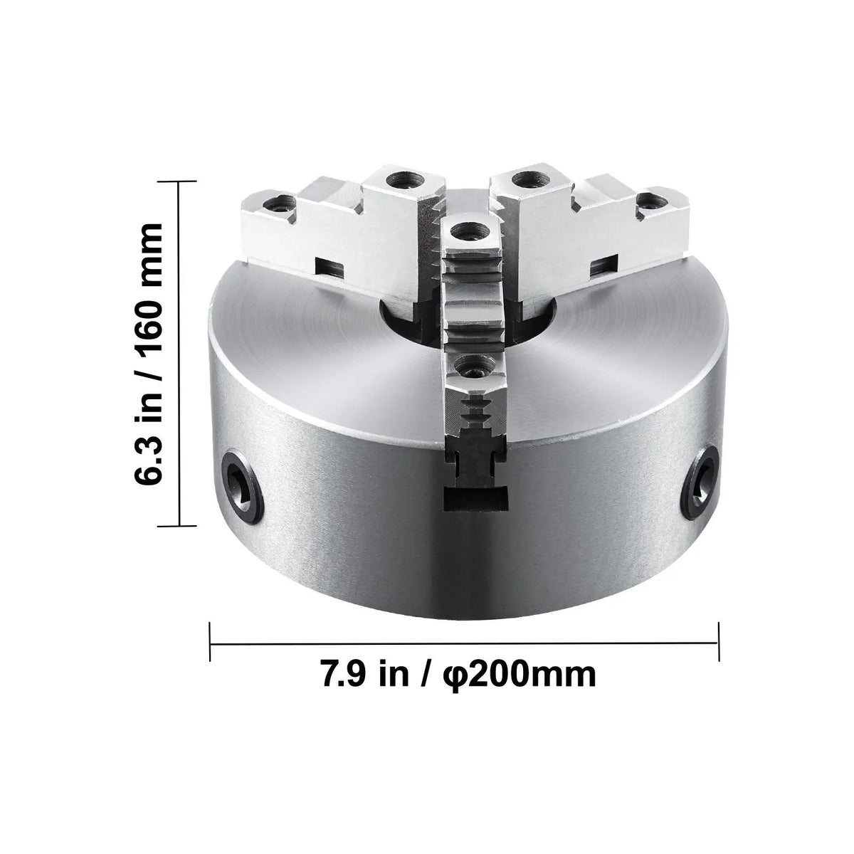 3-Jaw Lathe Chuck, 200 mm, Self-Centering Lathe Chuck, 4-200 mm Clamping Range with T-key Fixing Screws Hexagon Wrench, for Lathe 3D Printer Machining Center Milling Drilling Machine - Image 8