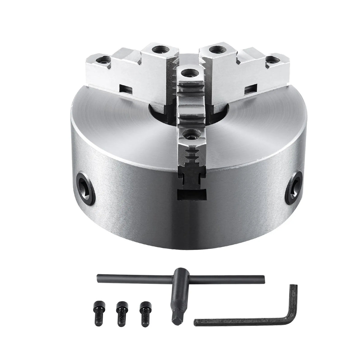 3-Jaw Lathe Chuck, 200 mm, Self-Centering Lathe Chuck, 4-200 mm Clamping Range with T-key Fixing Screws Hexagon Wrench, for Lathe 3D Printer Machining Center Milling Drilling Machine - Image 9