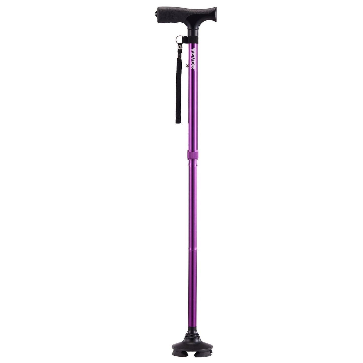 Walking Cane Folding Walking Stick 8-Level Height 4-Pronged Pivoting Base - Image 9