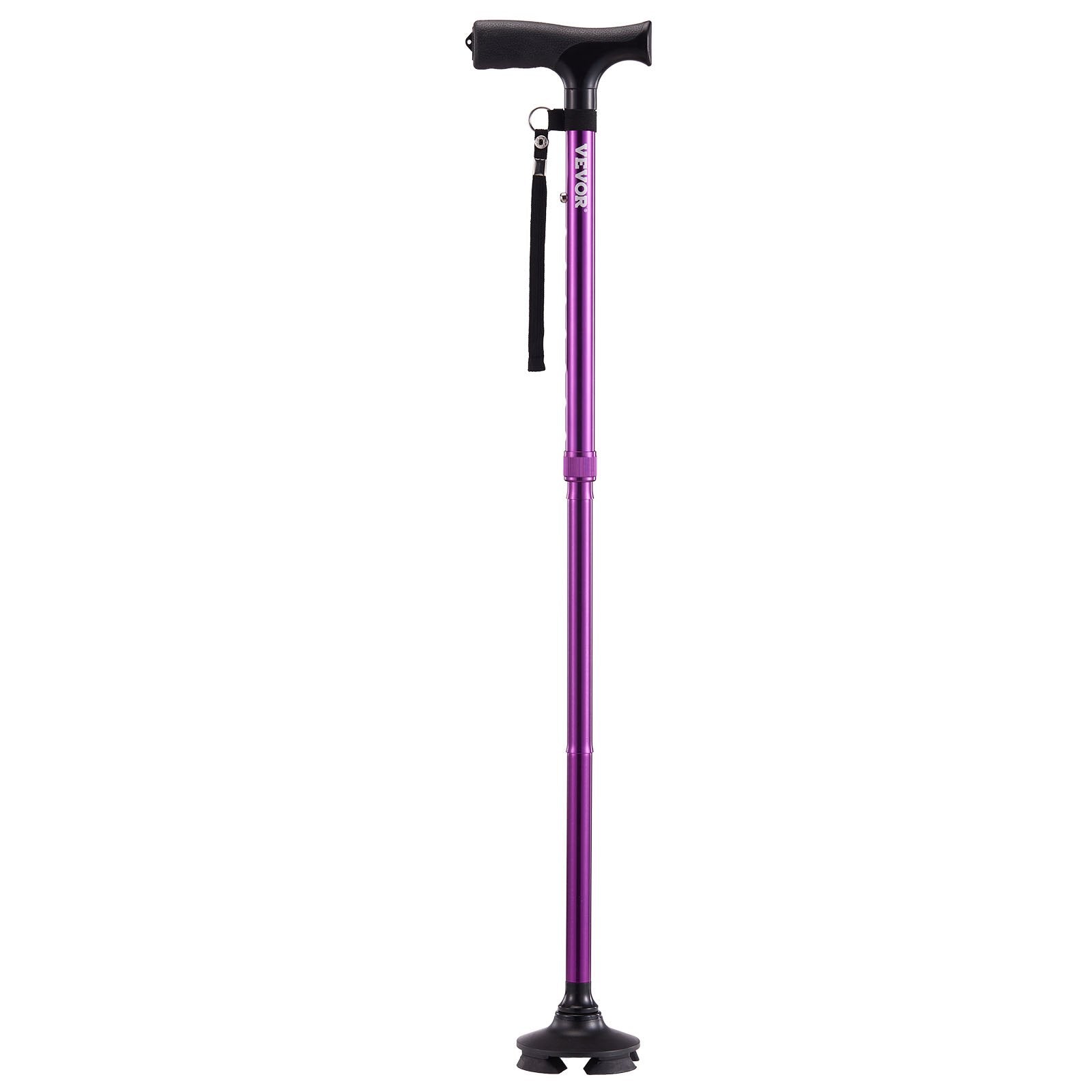 Walking Cane Folding Walking Stick 8-Level Height 4-Pronged Pivoting Base - Image 9