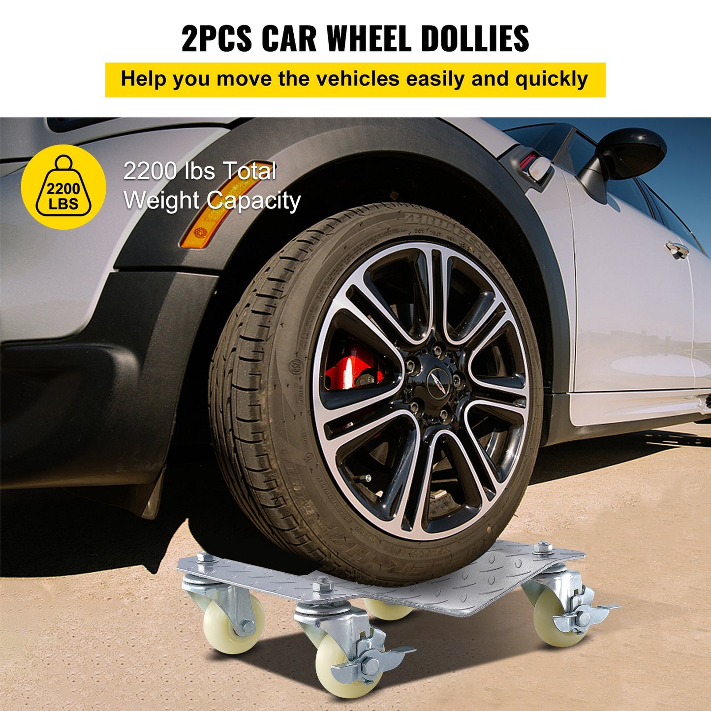 2 Pcs Tire Wheel Dollies 12"X16" Platform Size Wheel Car Dolly 3" Caster Wheel Dolly for Vehicle Car Auto Repair (2 Pcs) - Image 2