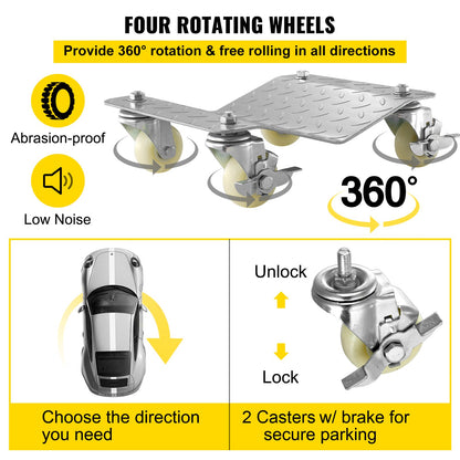 2 Pcs Tire Wheel Dollies 12"X16" Platform Size Wheel Car Dolly 3" Caster Wheel Dolly for Vehicle Car Auto Repair (2 Pcs) - Image 3