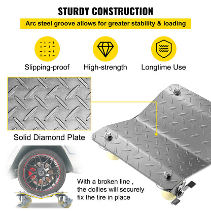 2 Pcs Tire Wheel Dollies 12"X16" Platform Size Wheel Car Dolly 3" Caster Wheel Dolly for Vehicle Car Auto Repair (2 Pcs) - Image 4