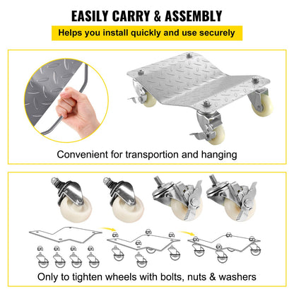 2 Pcs Tire Wheel Dollies 12"X16" Platform Size Wheel Car Dolly 3" Caster Wheel Dolly for Vehicle Car Auto Repair (2 Pcs) - Image 6