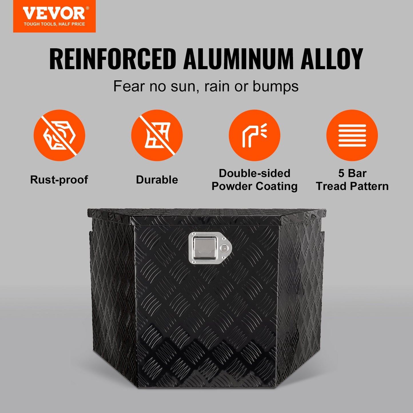 Trailer Tongue Box, Aluminum Alloy Diamond Plate Tongue Box Tool Chest, Heavy Duty Trailer Box Storage with Lock and Keys, for Pickup Truck, RV, Trailer, 737 x 410 x 460 mm/29x16.5x18inch - Image 2