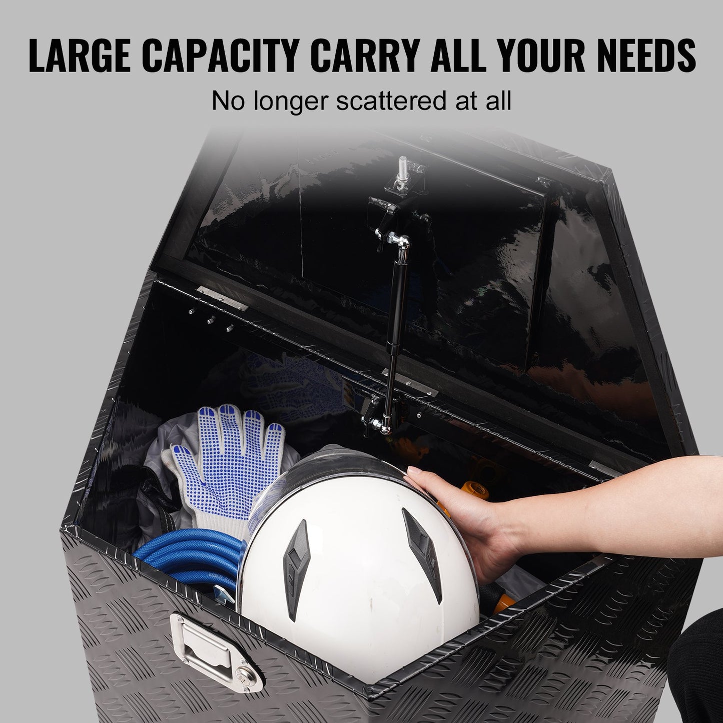 Trailer Tongue Box, Aluminum Alloy Diamond Plate Tongue Box Tool Chest, Heavy Duty Trailer Box Storage with Lock and Keys, for Pickup Truck, RV, Trailer, 737 x 410 x 460 mm/29x16.5x18inch - Image 3