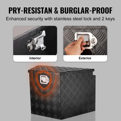 Trailer Tongue Box, Aluminum Alloy Diamond Plate Tongue Box Tool Chest, Heavy Duty Trailer Box Storage with Lock and Keys, for Pickup Truck, RV, Trailer, 737 x 410 x 460 mm/29x16.5x18inch - Image 5