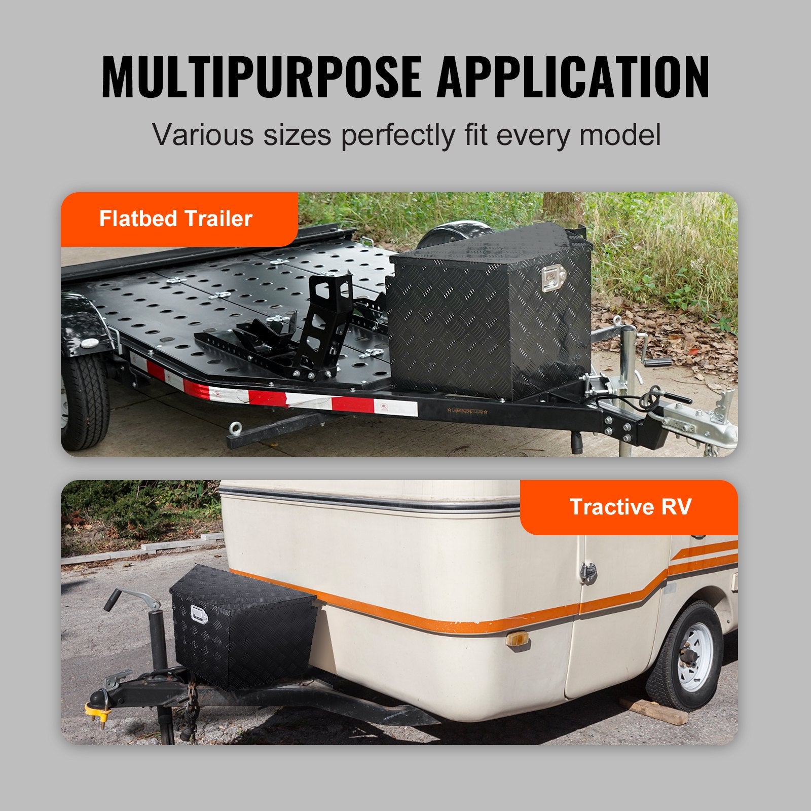 Trailer Tongue Box, Aluminum Alloy Diamond Plate Tongue Box Tool Chest, Heavy Duty Trailer Box Storage with Lock and Keys, for Pickup Truck, RV, Trailer, 737 x 410 x 460 mm/29x16.5x18inch - Image 6