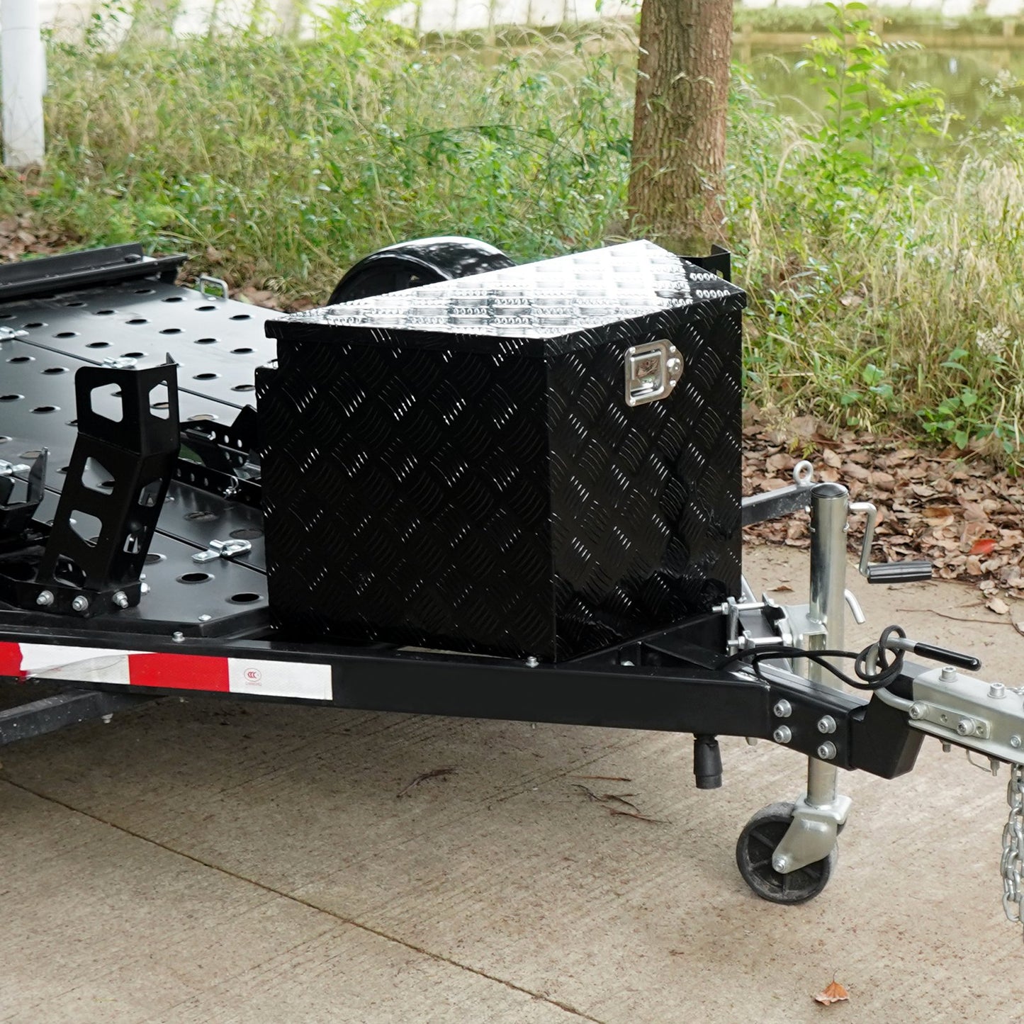 Trailer Tongue Box, Aluminum Alloy Diamond Plate Tongue Box Tool Chest, Heavy Duty Trailer Box Storage with Lock and Keys, for Pickup Truck, RV, Trailer, 737 x 410 x 460 mm/29x16.5x18inch - Image 8